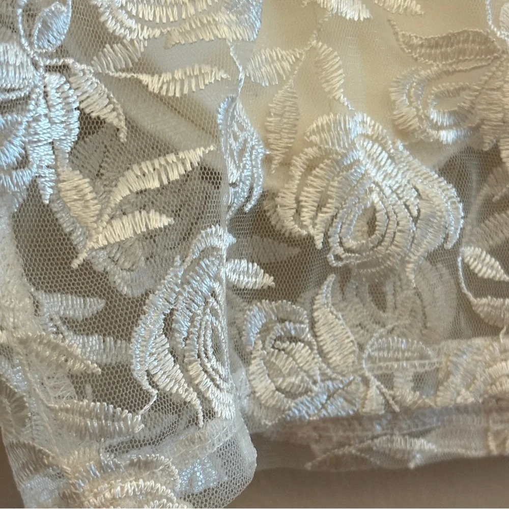 4/$20➡️  Sheer White Floral Lace Bustier with Zip Back – Size Large 20" PTP EUC - Picture 10 of 13